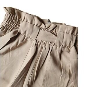 Paper Bag‎ Waist Pants High Rise Smocked Waist Tie Front Trousers